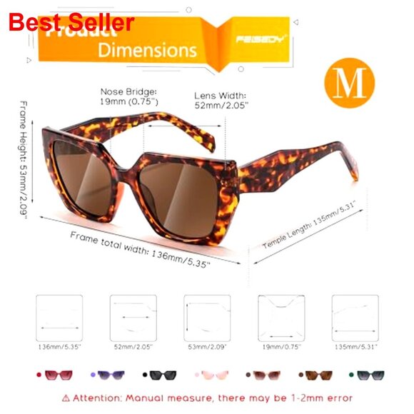 Oversized Polarized Sunglasses, Retro Square Frame, UV400 Protection main image 4